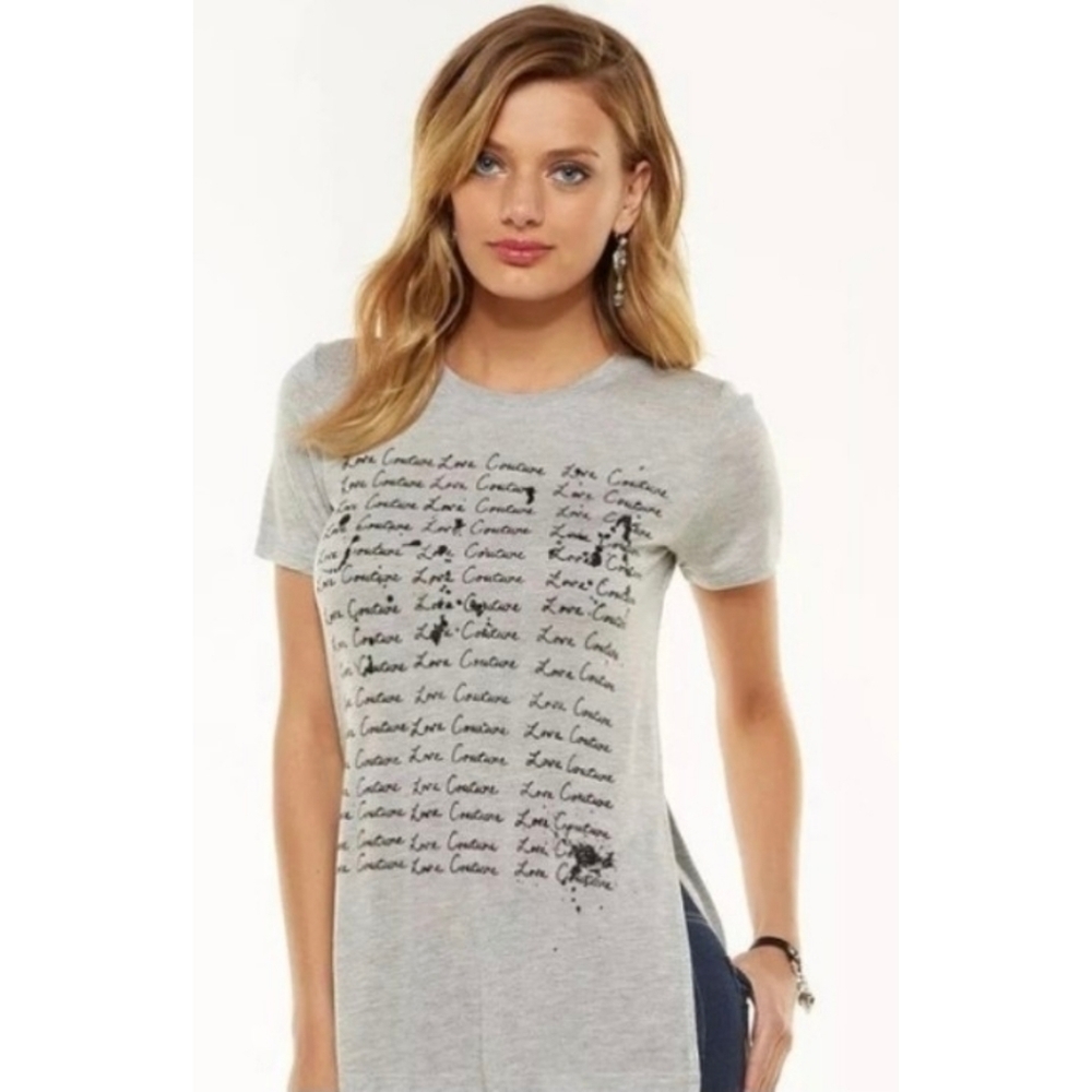 Juicy Couture " Love couture" high slit gray tee
